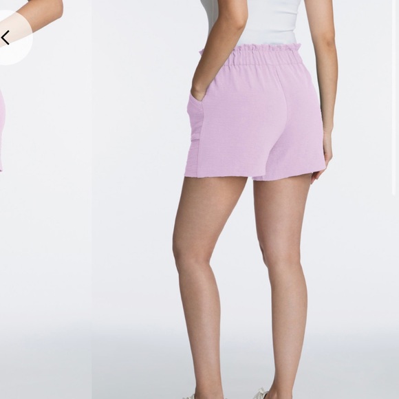 PINK TIE FRONT SHORTS - Picture 2 of 4